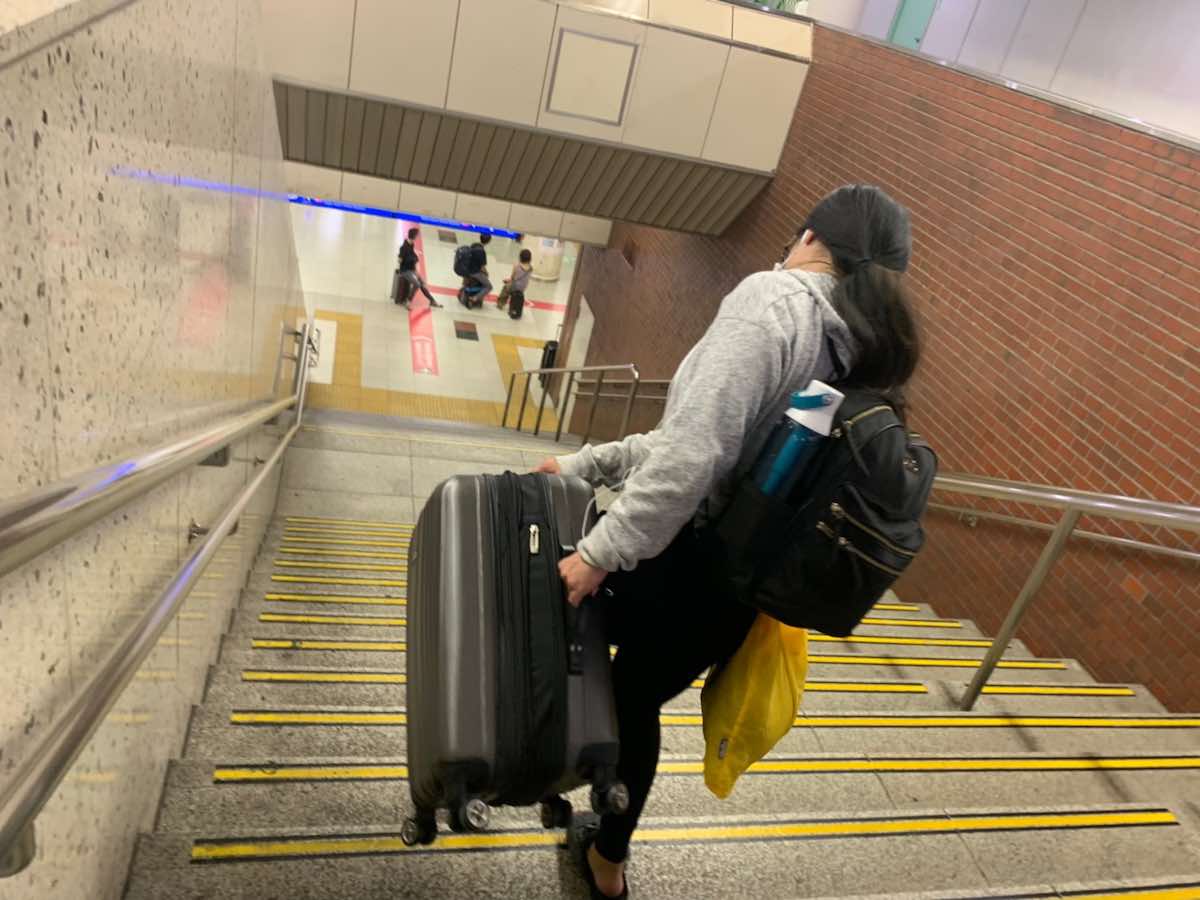 with luggage